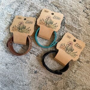 Justin Boots Leather Bracelet Trio in Black, Brown, Teal